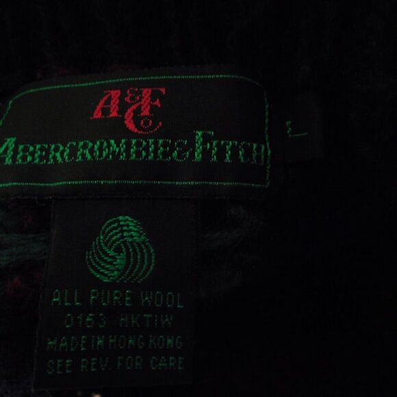 Vintage Abercrombie & Fitch Sweater Men's Large Blue Chunky Cable Knit Wool 90s - Picture 4 of 5